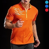 abordables Tapas-Hombre Camiseta Camiseta para senderismo Manga Corta Cremallera de un cuarto Camiseta Camiseta musculosa Camisa manga corta Al aire libre Secado rápido Rutina de ejercicio Suave Reductor del Sudor