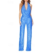 رخيصةأون أزياء-عتيق / معتق السبعينات Macacão ديسكو ترتر رقبة درابيه ملابس تنكرية نسائي عيد الرعب مهرجان فخر موكب شهر الفخر بالغين Macacão الصيف