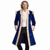 cheap Outerwear-250th Anniversary USA Rococo Victorian Outfits Long Sleeves George Washington Fancy Dress Men's Halloween Carnival Independence Day 4th of July Adults Coat