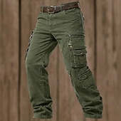 זול מכנסי דגמ"ח-בגדי ריקוד גברים מכנסי קרגו מכנסיים מכנסי עבודה כיס מרובה כיס דש אחיד באורך מלא קזו'אל יומי בָּחוּץ חופשה קלסי מונח בצורה רפויה שחור ירוק צבא קשיח