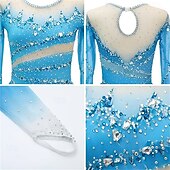 abordables Robes de Patinage Artistique-Robe de patinage artistique Femmes Patinage Robe Violet Noir Rouge Patchwork Trou de pouce Haute Élasticité Entraînement Compétition Tenue de Patinage Classique cristal pailleté manche longue