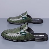 Недорогие Мужские клоги и мюли-Мужские красные лоферы из искусственной кожи, с текстурой под крокодиловую кожу, без шнурков, элегантная свадебная обувь, для торжественных случаев.