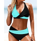 cheap Surfing Tankinis &amp; Bikinis-Women's Halter Bikini Top Bathing Suit 2 Pieces Patchwork Quick Dry High Elasticity Sleeveless Swimwear Swimsuit Surfing Bikini Swimming Summer