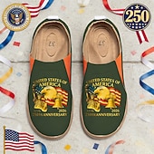 voordelige Vrouwenschoenen-Verenigde Staten 250e Jubileum Dames USA Gedrukte Brede Slip-On Schoenen – Lichtgewicht Wandelschoenen Patriottische Stedelijke Casual Stijl voor Straatmode Festivals Reizen  Dagelijks Gebruik