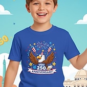 billiga 250-årsjubileum USA-Amerikanska självständighetsdagen Pojkar 3D Grafisk 250-årsjubileum T-shirt Kortärmad 3D-tryck Sommar Vår Sport Mode Streetwear Barn 4-12 år Rund hals Ledigt Dagligen Utomhus Normal