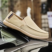 cheap Slip-On Casual Shoes-Men's Beige Canvas Slip-On Shoes, Soft Lightweight Construction, Minimalist Casual Style, Suitable for Everyday Wear, Travel &amp; Leisure