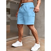 cheap Holiday-Men's Tactical Cargo Cargo Shorts Shorts Casual Shorts Pocket Elastic Waist Plain Comfort Above Knee Casual Outdoor Streetwear Fashion Streetwear Wine Navy Blue Stretchy