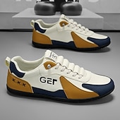 levne Pohodlné šněrovací boty-Pánské černo-béžové golfové tenisky, sportovní a pohodlné, ideální na golfová hřiště a aktivní pobyty