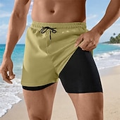 economico Costumi da Bagno per Uomini-Per uomo Costumi da bagno Pantaloncini da mare Pantaloncini da bagno boxer Shorts Coulisse Elastico in vita Tinta unica Asciugatura Rapida Traspirante Sopra il ginocchio Casuale Spiaggia Nuoto