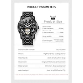 levne Mechanické hodinky-Nové pánské business hodinky značky Olevs s luminiscenčním displejem, věčným kalendářem a týdenním zobrazením. Plně mechanické hodinky s dutým rotorem pro běžné nošení, voděodolné, vhodné pro sport.