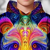 tanie Wizja 3D i geometria chłopca-Halloween Dla chłopców 3D Graficzny Bluza z Kapturem Długi rękaw Wiosna Jesień Moda Moda miejska Dzieci 4-12 lat Kaptur Na zewnątrz Codzienny Regularny