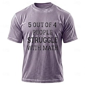  5 em cada 4 pessoas têm dificuldade com matemática - Camiseta engraçada e sarcástica, lavagem mineral vintage, lavagem ácida, azul, mistura de algodão, manga curta, estampa gráfica, para homens e