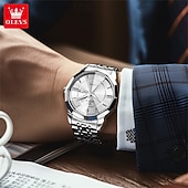 billige Kvartsklokker-Ny Olevs herreklokke for forretningsbruk, kvarts, med lysende kalender og ukevisning, diamantbesatt, uformell og moteriktig vannavstøtende sportsklokke for menn