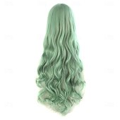  Peruca Cacheada Espiral Longa de 80 cm para Fantasia (Cinza Verde)