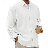 Χαμηλού Κόστους ανδρικό πουκάμισο με κουμπιά-Ανδρικά Πουκάμισο Casual πουκάμισο Κοτλέ πουκάμισο Πουκάμισο με κουμπιά Μαύρο Λευκό Βαθυγάλαζο Θαλασσί Βυσσινί Μακρυμάνικο Απορρίπτω ΕΞΩΤΕΡΙΚΟΥ ΧΩΡΟΥ Δρόμος Ρούχα Βίντατζ Καθημερινό