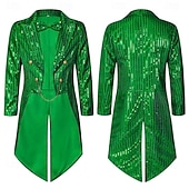 voordelige Bovenkleding-St. Patrick 2026 Punk &amp; Gothic Middeleeuws Jas Jack Rok Lange Mouwen Prins Elf Edelman Pailletten Kostuum Voor heren Koninklijk Stoompunk Halloween Carnaval Maskerade Evenement / Feest Maskerade
