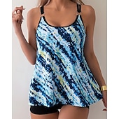 economico Surfing Tankinis &amp; Bikinis-Per donna Costume da bagno Tankini 2 pezzi Stampato Boyleg Asciugatura Rapida Elastico Senza Maniche Costume da Bagno Costume da bagno Surf Spiaggia Nuoto Estate