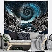 olcso Faliszőnyegek-biolumineszcens tengerparti gobelin holdfény óceán hullám éjszakai égbolt csillagos fali dekoráció fantázia tájkép hálószobába nappali lakberendezés