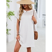 abordables Vestido Sencillo-Mujer Mini vestido Vestido estilo camiseta Vestido de verano Casual Diario Holgado Plano Manga Corta Cuello Barco Azul Piscina Blanco Rosa Rojo Verano