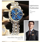 abordables Montres mécaniques-Montre homme Olevs neuve, élégante et fonctionnelle, avec affichage des phases de la lune, du calendrier, de l'heure sur 24 heures et du jour de la semaine. Montre mécanique automatique multifonctions