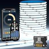 olcso Plug Strip Lights-COB LED intelligens szalagfények, időzítő zeneszinkronizáció, RF távirányítóval és alkalmazással szabályozható, fényes, 16,4-65 láb (3000-6500k), COB LED fényszalag hálószobába, nappaliba,