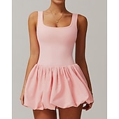 economico Abbigliamento Tennis da donna-Per donna Tinta unita Abito da tennis Gonne da tennis con pantaloncini Abito sportivo Senza Maniche Arricciato Patchwork Tasca Assorbimento degli urti Traspirante Tennis Corsa Fitness Scollo Tondo