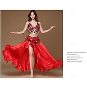 economico Abbigliamento danza del ventre-Abbigliamento da ballo Samba Set costume da danza del ventre glamour rosa rosso|l Costume da spettacolo