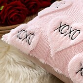 cheap Throw Pillows &amp; Covers-Valentines Pillow Covers 18x18 Set of 2 Decorative Love Heart XOXO Valentine's Day Throw Pillow Cases Soft Plush Faux Fur Couch Cushion Case for Holiday Sofa Bed Room Home Decor-Pink XOXO