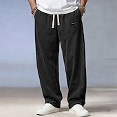 abordables pantalones casuales-Hombre Pantalones Pantalones de Pana Pantalones anchos Pantalones casuales Cintura elástica Pierna recta Color sólido Comodidad Cómodo Longitud total Casual Diario Exterior Vacaciones Moda Negro