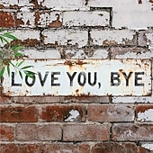 お買い得  壁の彫刻-愛してる、バイバイ - ヴィンテージメタルウォールサイン、愛してるバイバイメタルサイン、レトロなグリーンスタイルのメタルウォールプラーク装飾、廊下 &amp;ドアの装飾、家、キッチン、バー用の農家風の壁アート