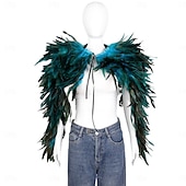 abordables Accesorios-Carnaval 2026 Accesorios de Samba del Carnaval de Río Capa Chal larga de plumas rojas para mujer con lazo de cinta disfraz de actuación del festival de Brasil