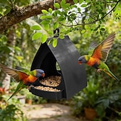 Χαμηλού Κόστους Υπαίθρια κρεμάστρα τοίχου-Κρεμαστή ταΐστρα πουλιών για κήπο με στέγη, πλαστική κρεμαστή ταΐστρα πουλιών, διακοσμητικός σταθμός ανοιχτού σχεδιασμού, ταΐστρες πουλιών για εξωτερικούς χώρους, ιδανικές για αυλή, αίθριο, κήπο και