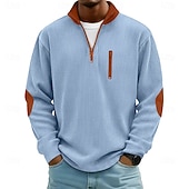  Męskie Koszula sztruksowa Koszulka Koszulka z długim rękawem Długi rękaw Suwak Jesień Zima Kolorowy blok Codzienny Teksturowane Styl uliczny Zapiąć na zamek błyskawiczny Ponadgabarytowych Luźna