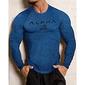 abordables T-shirts et Débardeurs de Course-Homme 250e anniversaire de l'Amérique Jour de l'Indépendance Lettre T-shirt de course T-shirt de compression Printemps Automne manche longue Séchage Rapide Compression Évacuation de l'Humidité