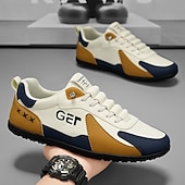 levne Pohodlné šněrovací boty-Pánské černo-béžové golfové tenisky, sportovní a pohodlné, ideální na golfová hřiště a aktivní pobyty