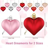 cheap Valentine's Day-36PCS Valentine's Day Decorations Heart Ornaments, 3 Styles 2 Sizes Multi-Color Heart Shaped Baubles for Valentine Tree Decor, Wedding, Anniversary, Christmas &amp; Party