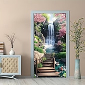 abordables Bannières de Garage et de Porte-Bannière 3D représentant une vieille ruelle, des escaliers en pierre, une vue de rue méditerranéenne, un rideau de porte réaliste et pittoresque, idéal pour la décoration de votre porte d'entrée.