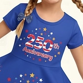  Mädchen' 3D Grafik Flagge Kleid Kurzarm 3D-Druck Sommer Frühling Täglich Urlaub Party Niedlich Basic Lässig Kinder 4-12 Jahre Freizeitkleid A Linie Kleid Knielang Normale Passform
