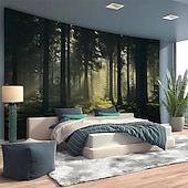 abordables Tapices de pared-Nature Forest Wall Tapestry Green Tree Avenue Path Sunlit Park Scenery Wall Hanging For Living Room Bedroom Office Home Decor