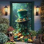 cheap Garage &amp; Door Banners-St. Patrick's Day Posters Door Cover Outdoor Banners Green Hat Cute 3D Fantasy Party Dorm Teens Room College Dorm Guys Man Cave Frat Bedroom Shooting Backgrounds Home Decor