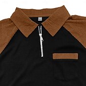 billige Vaffelstrikket T-skjorte-Herre Vaffel T-skjorte T skjorte Vaffel Henley-skjorte Langermet Polokrage Genser Quarter Zip Høst vinter Helfarge Fargeblokk Tradisjonell / vintage Fritid Lapper Fargeblokk Avslappet Hjem utendørs