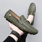 billiga Casual loafers-Herrloafers i läder – bekväma slip-ons för vardagsbruk, kontor och resor