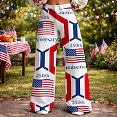  250-jähriges Jubiläum USA Retro Vintage 1970er Hose Hose mit weitem Bein Hippie Disco Hohe Taille Kostüm Damen Maskerade 4. Juli Unabhängigkeitstag Erwachsene Hose