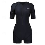 Χαμηλού Κόστους Rash Guards One Pieces-Γυναικεία Προστατευτικά Ολόσωμα κομμάτια Κουρελού Κουμπώσου Δίχτυ Μπογιάγκ Προστασία UV Ελαστικό Κοντομάνικο Μαγιό Σέρφινγκ Ψαροντούφεκο Κολύμβηση Καλοκαίρι