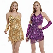 economico Top e Set-Vestito da performance samba con frange di paillettes per la festa di danza latina