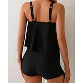 preiswerte Surfen Tankinis &amp; Bikinis-Damen Badeanzug Tankini 2 Teile Einfarbig Boyleg Schnelltrocknend Hohe Elastizität Ärmellos Bademode Badeanzug Surfen Schnorcheln Schwimmen Sommer