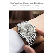 abordables Montres mécaniques-Montre homme Olevs neuve, élégante et fonctionnelle, avec affichage des phases de la lune, du calendrier, de l'heure sur 24 heures et du jour de la semaine. Montre mécanique automatique multifonctions