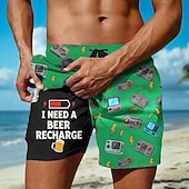 abordables Rétro Vintage &amp; Éthique-Homme Bière Console de jeu Argot drôle Short doublé Short de bain 2 en 1 Shorts de bain Taille Moyenne Rétro Vintage Fête Poches Latérales Avec doublure de compression Taille élastique avec cordon de