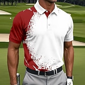 olcso Férfi golfpóló-Férfi Geometriai Golf Sportpólóingek Rövid ujjú Pólóingek Galléros ingek Alkalmi Sportruházat Gombok Nyár Tavasz Medence Fekete Rubin