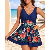 tanie Tankini i bikini do surfingu-Damskie Strój kąpielowy Tankini 2-częściowa Tropikalny Boyleg Szybkie wysychanie Elastyczny Bez rękawów Kąpielówki Kostium kąpielowy Surfing Plaża Pływacki Lato